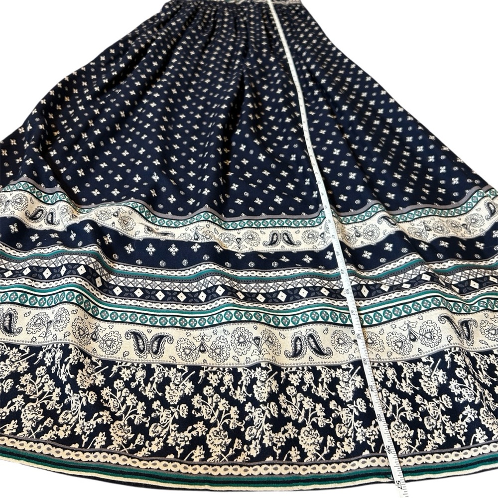 Devi Maxi Dress, Spaghetti Strap Navy Blue Long Boho Rayon Dress, Small / Medium - Picture 5 of 6